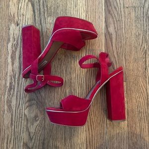 Red Suede Steve Madden Platform Heel